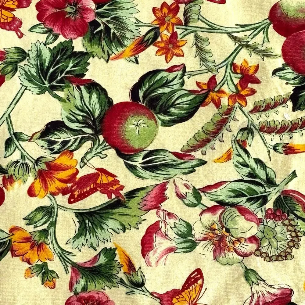 April Cornell cotton table runner 13 x 68 yellow green red flowers butterflies
